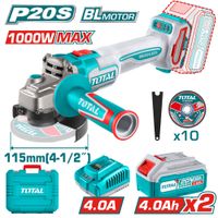 AMOLADORA 20V BRUSHLESS 3000-9000PRM 115MM M14 1000W MAX 2X4.0AH INDUSTRIAL