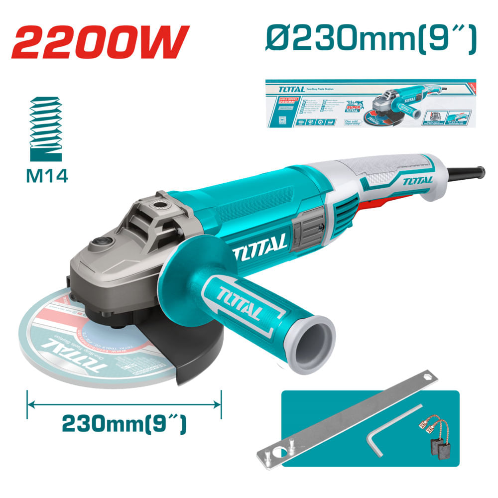 AMOLADORA ANGULAR 09 PULG. 230mm 2200W M14 6600RPM INDUSTRIAL