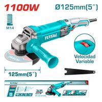 AMOLADORA ANGULAR 5 PULG 125MM 1100W M14 5000-12000RPM MANGO LARGO INDUSTRIAL