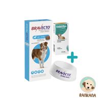 PACK Antipulgas Bravecto para Perros de 20 a 40 Kg más 4 Tabletas de Endal Plus más 1 Plato Bravecto