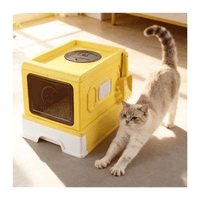 ARENERO CERRADO CON BANDEJA EXTRAÍBLE PARA GATOS - Amarillo