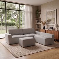 Seccional derecho y puff Vetra Ambienta Home color gris claro