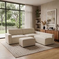 Seccional derecho y puff Vetra Ambienta Home color ivory
