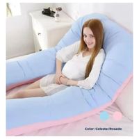 Almohada de Embarazo Multifuncional I Color Rosado Celeste I Diseño U