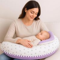Almohada de Lactancia Premium I Uso 6 en 1 I Color: Blanco estrella reverso Lila