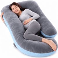 Almohada para Embarazada, Diseño G Multifuncional, Color: Plata/Celeste