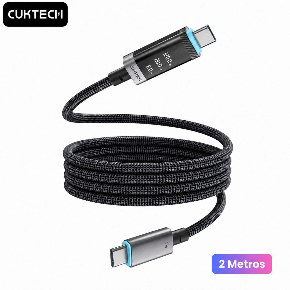 Cable USB-C a USB-C CUKTECH 240W PD 3.1 6A con Pantalla OLED 2m