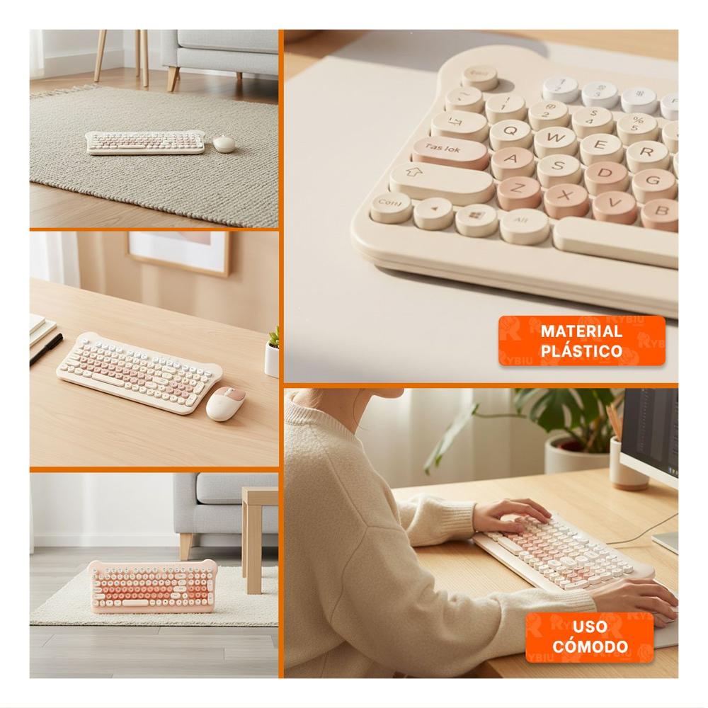Kit Inalambrico para PC con Teclado Compacto y Mouse Optico Salmon
