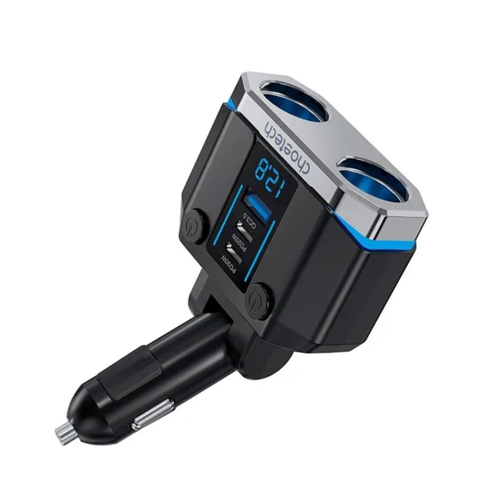 Cargador para auto con 2 puertos USB-C , 1 puerto USB-A 45W, Negro -TC0020-BK