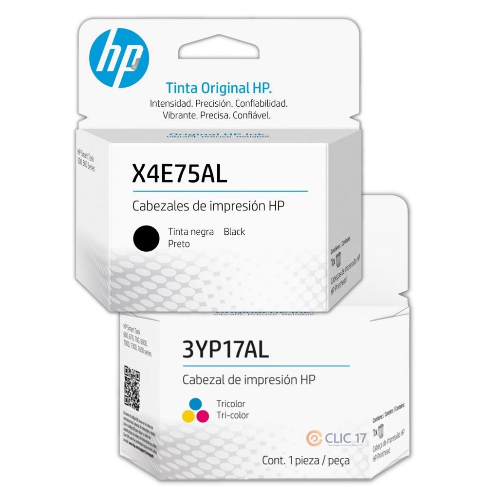 Cabezal HP X4E75AL, 3YP17AL Negro, Tricolor Pack de 2