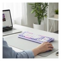 Paquete de Teclado y Mouse Comodo para Jornadas de Navegacion Morado YRegalo Sticker