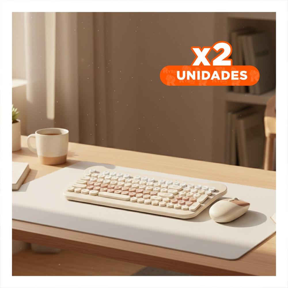 Pack2 Set de Escritorio con Teclado Compacto y Mouse Inalambrico Salmon YPapel Regalo