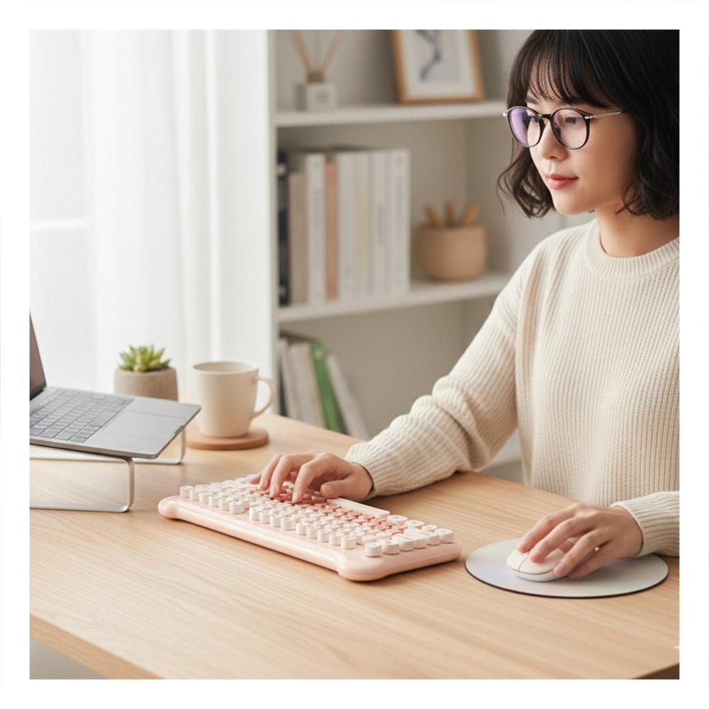 Kit para Computadora con Teclado Funcional y Mouse de Alta Precision Salmon YPapel Regalo