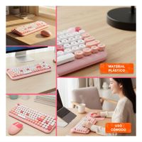 Kit de Teclado y Mouse Inalambrico para Ambientes de Trabajo Creativo Rosado