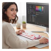Kit de Teclado y Mouse Funcional para Mesas de Estudio Rosado YSticky
