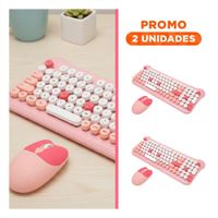 Pack2 Accesorio Inalambrico de Teclado y Mouse para Escritorio Rosado