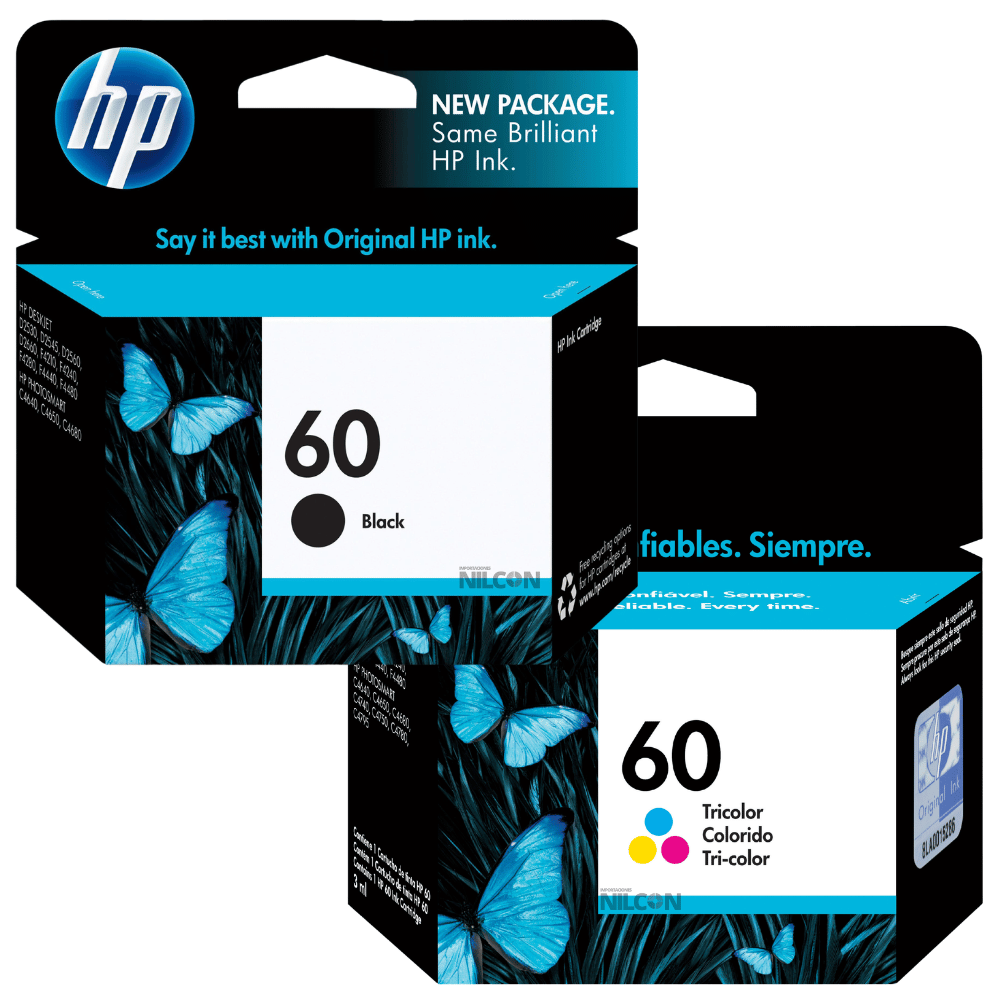 Tintas HP 60 Negro y Tricolor Original   - CC640WL-CC643WL - Usar en DeskJet D1660-D2530