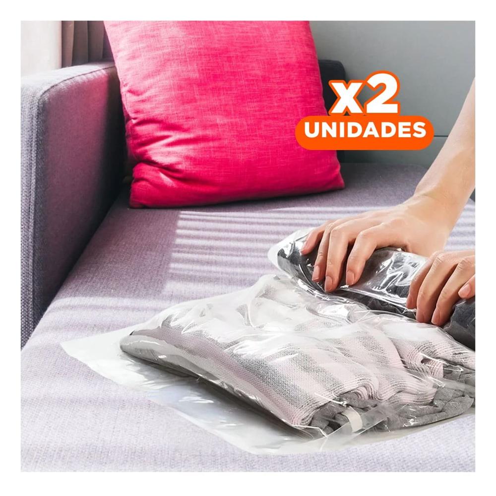 Pack2 Saco al Vacio Anaranjado 70x100cm para Almacenaje de Ropa YRegalo Sticker
