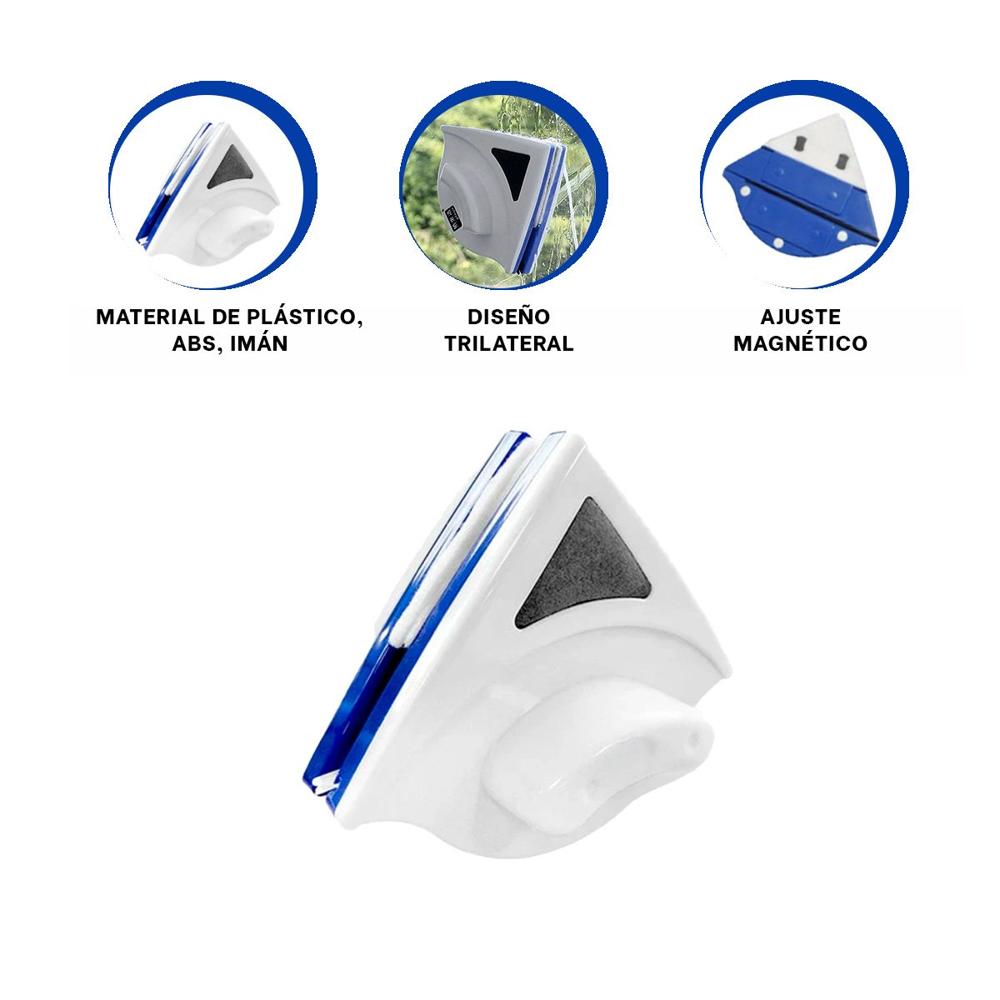 Solvente Manual Vidrios Magnetico Triangular Azul Amarillo para Ventanas YLigas Regalo