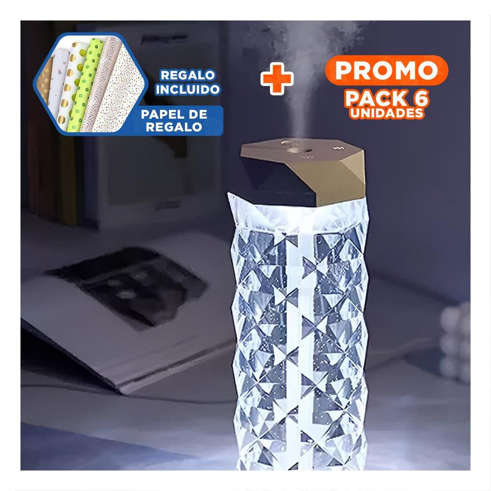Pack6 Unidad Humidificador Inteligente 1L Cristal con Lampara Led Hogar YRegalo Sticker