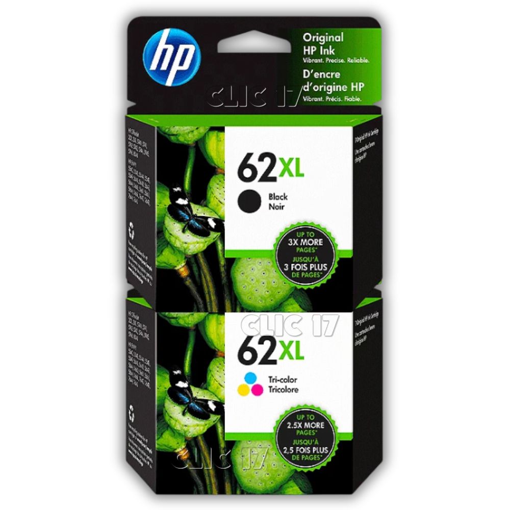 TINTA HP 62XL Tricolor Negro Original - Pack 2 colores