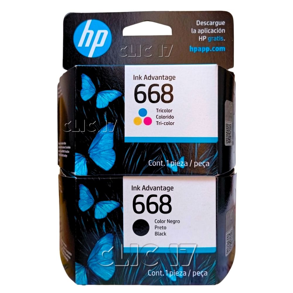 Tinta HP 668 Tricolor Y Negro Original Pack 2 colores