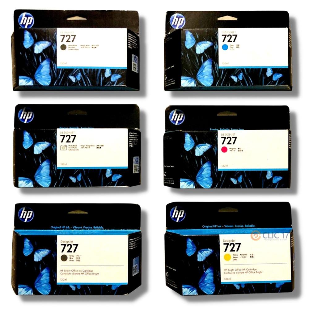 Pack Tinta HP 727 Cyan, Magenta, Amarillo, Mate Black, Photo Black, Gray Original