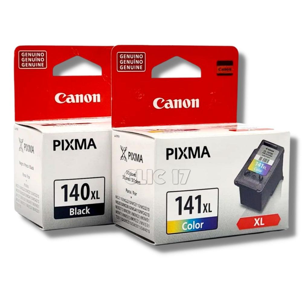Pack Tinta Canon 140XL, 141XL Negro, Tricolor Original