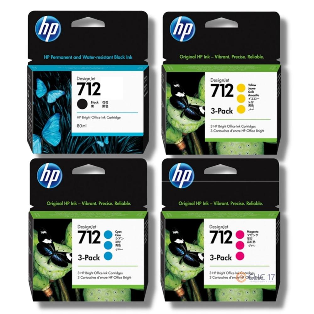 Pack Tinta HP 712 Tripack Cyan, Magenta, Amarillo, Negro Original