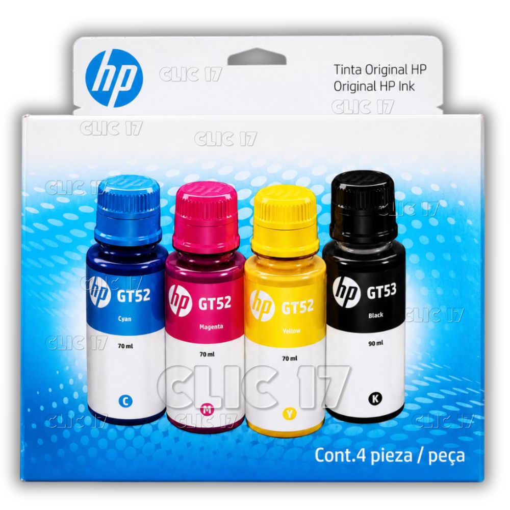 Pack Tinta HP GT52 y GT53 Cyan, Magenta, Amarillo, Negro Original