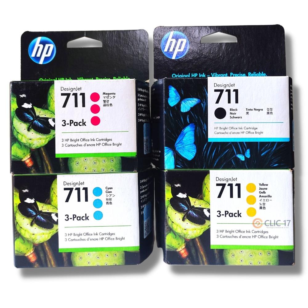Pack Tinta HP 711 3Pack Cyan, Magenta, Amarillo, Negro Original