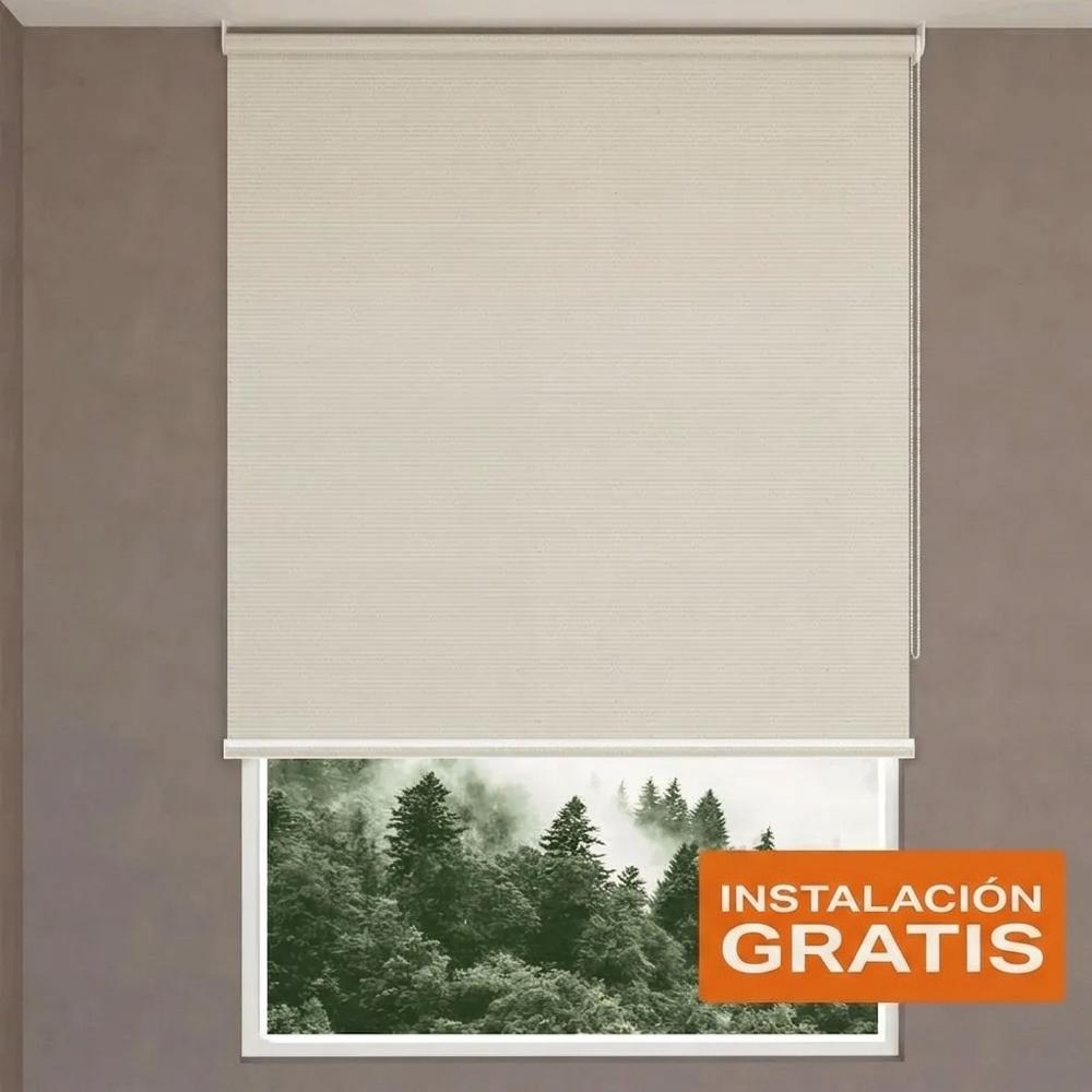 Cortina Roller Blackout Fiber Crema 200 x  200 cm - Incluye instalación