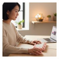 Kit de Escritorio con Teclado Moderno y Mouse Inalambrico Salmon YRegalo Sticker