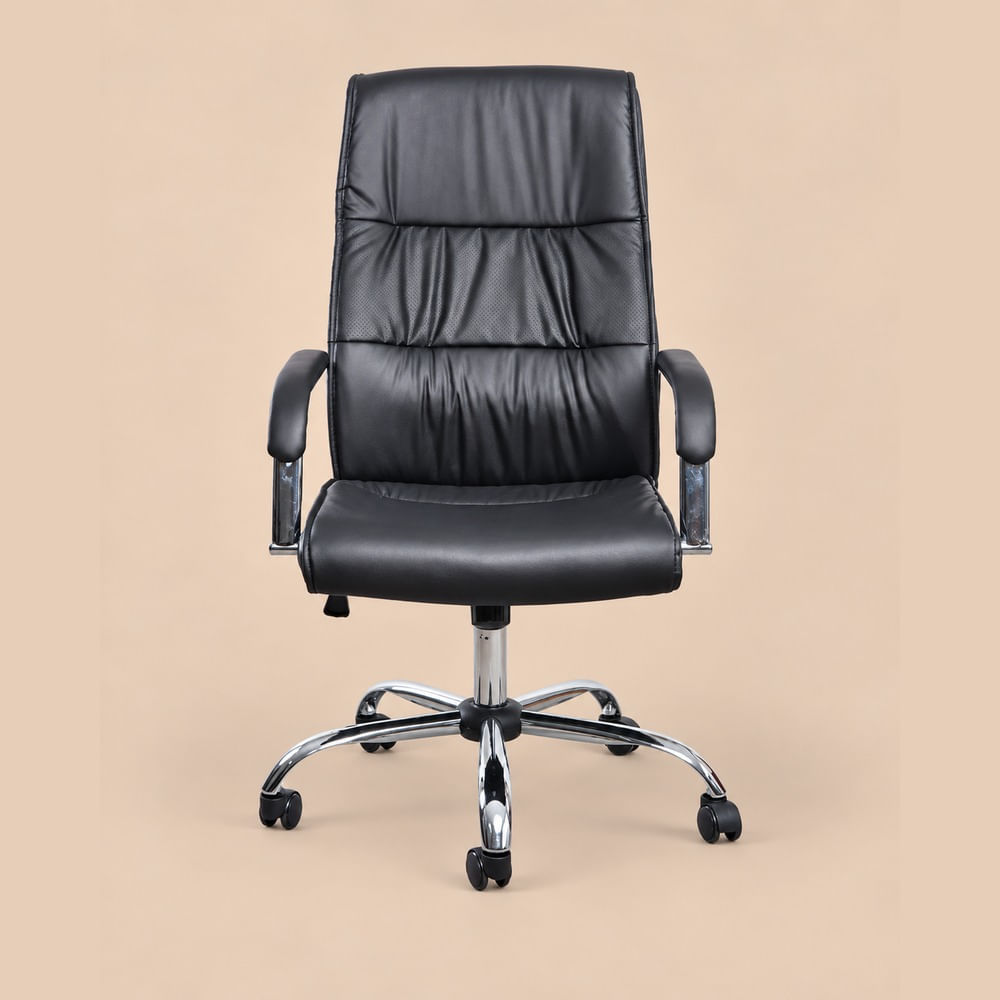 Silla De Oficina Ergonómica Cuero Nápoles Negro Ventitas Home