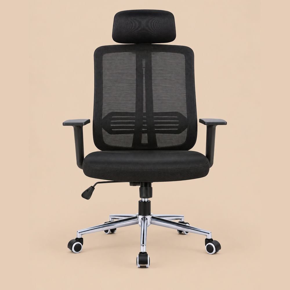 Silla Ergonómica Con Apoya Brazo Praga Negro  Ventitas Home