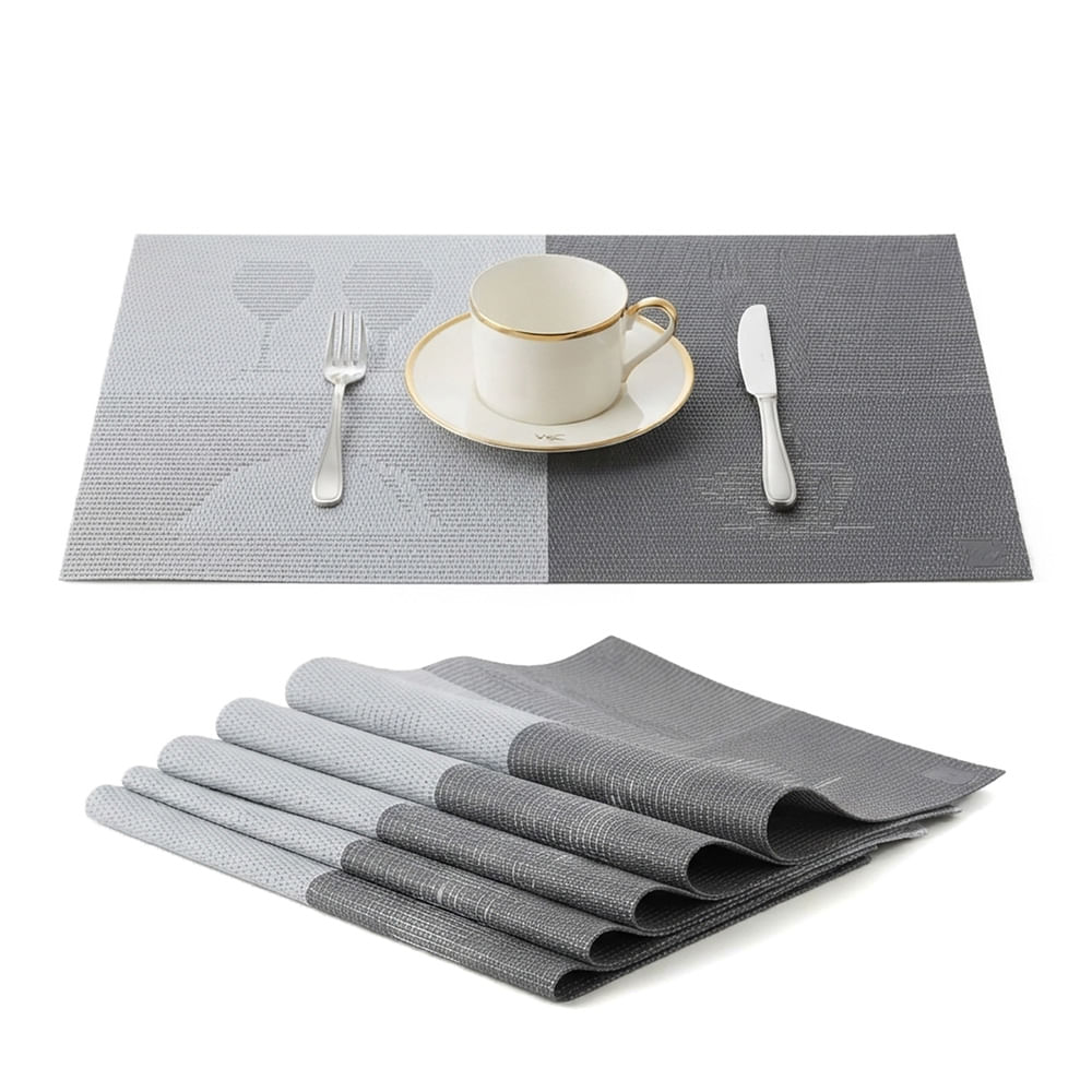 Individuales Rectangulares para Mesa 6 Pzas Marmol Gris