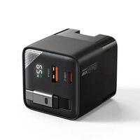 Cargador de pared GaN, 1 puerto USB-C y 1 puerto USB-A de 65W Negro -PD6091-EU-BK