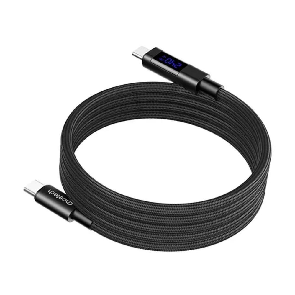 Cable USB-C magnético de 240W Negro de 1.80M con pantalla digital - CHOETECH | XCC-1061-BK