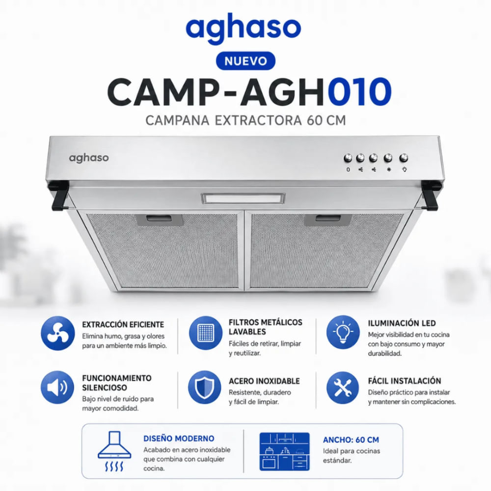 Campana Extractora Aghaso CAMP-AGH010 INOX 60CM
