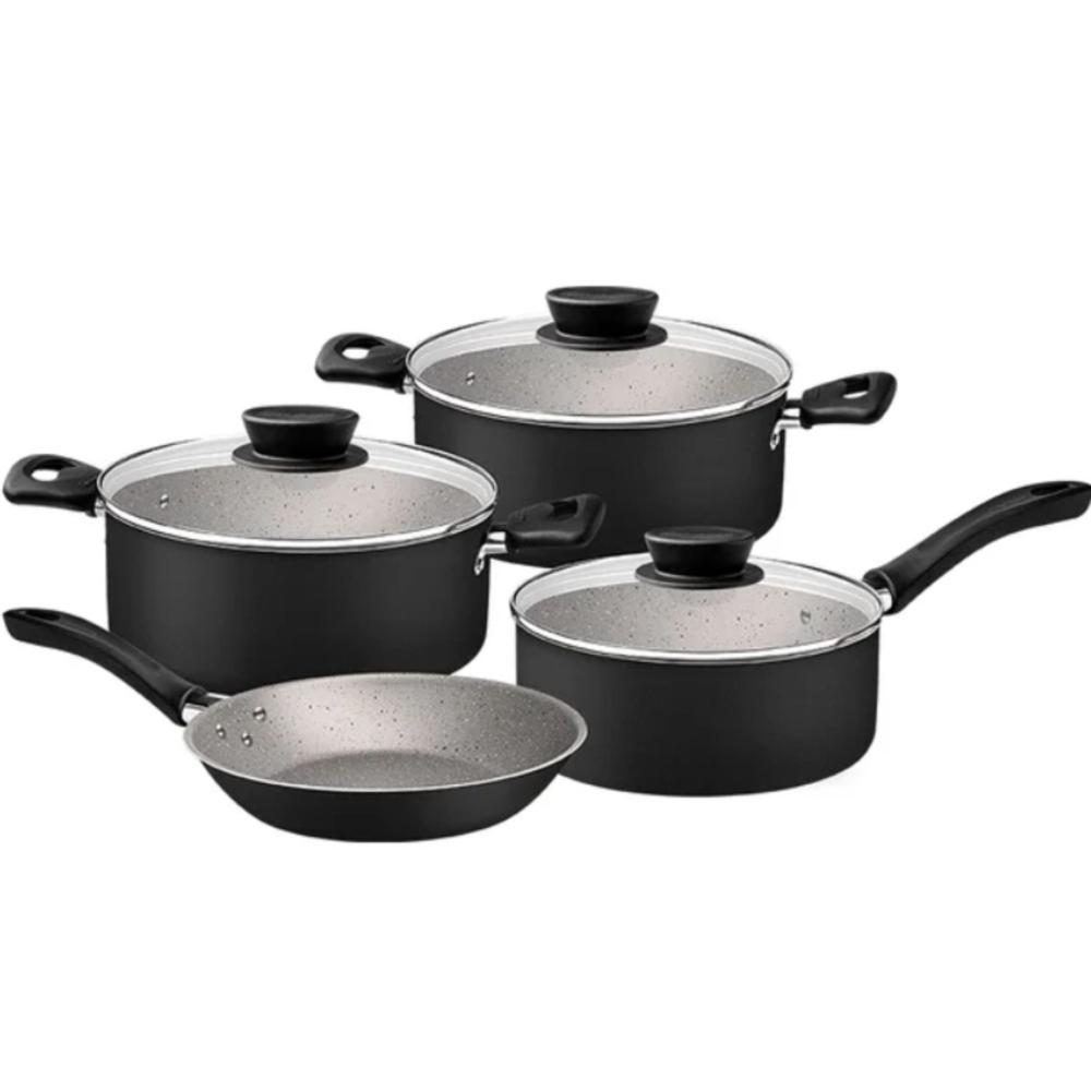 UEGO DE OLLAS TRAMONTINA LINZ 7 PIEZAS NEGRO
