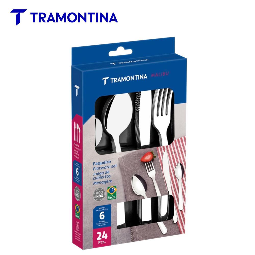 Juego de Cubiertos Tramontina Malibu en Acero Inoxidable 24 Piezas