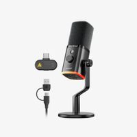 Micrófono dinámico inalámbrico MAONO PD100WT con base de soporte