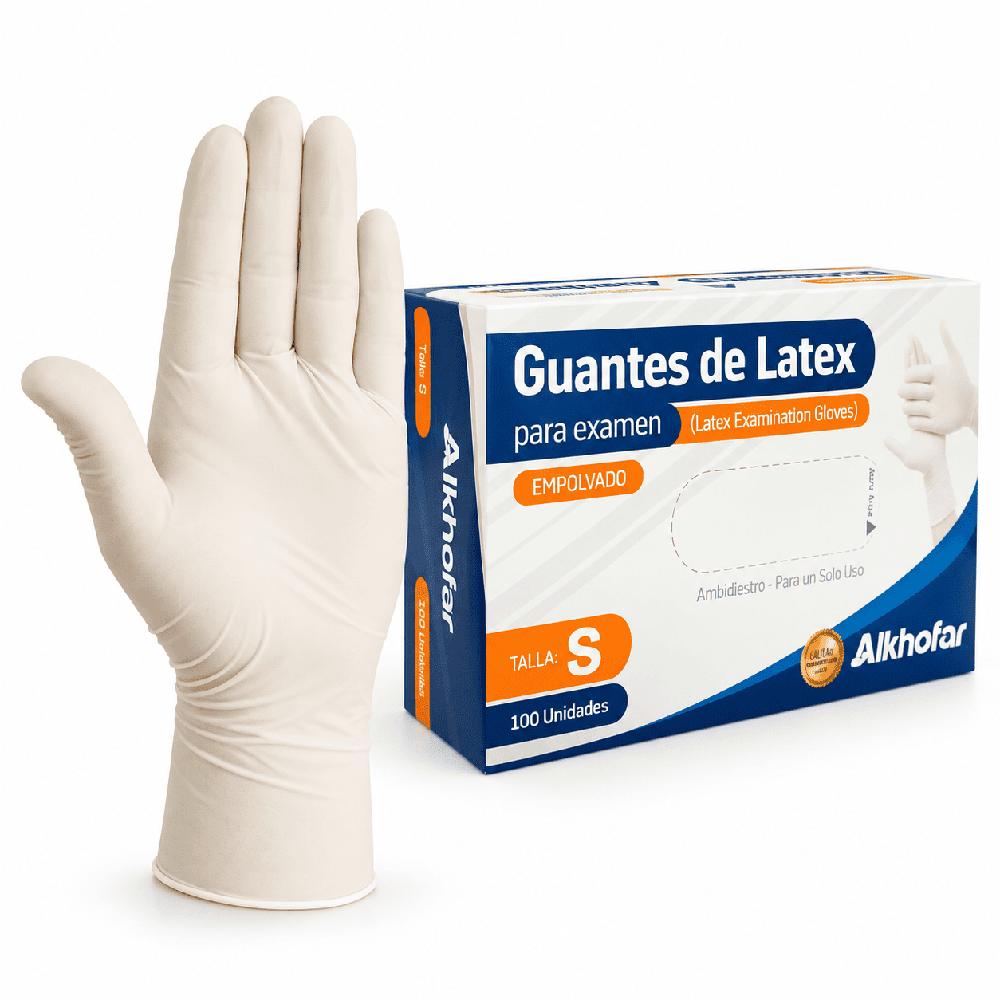 Guantes de Látex Alkhofar Talla S Para Examen  x100