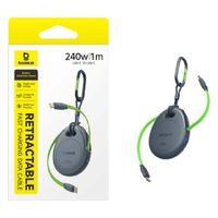 Cable Baseus Retráctil 240w Carga Rápida Retorno De Un Toque Negro
