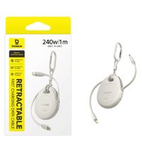 Cable Baseus Retráctil 240w Carga Rápida Retorno De Un Toque Blanco