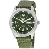 Reloj Seiko 5 Sports SNZG09 Automatico Fecha Acero Inoxidable Mate Correa de Nailon Verde