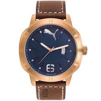 Reloj Puma Nevermind PU104261001 Fecha Correa de Cuero Dial Azul