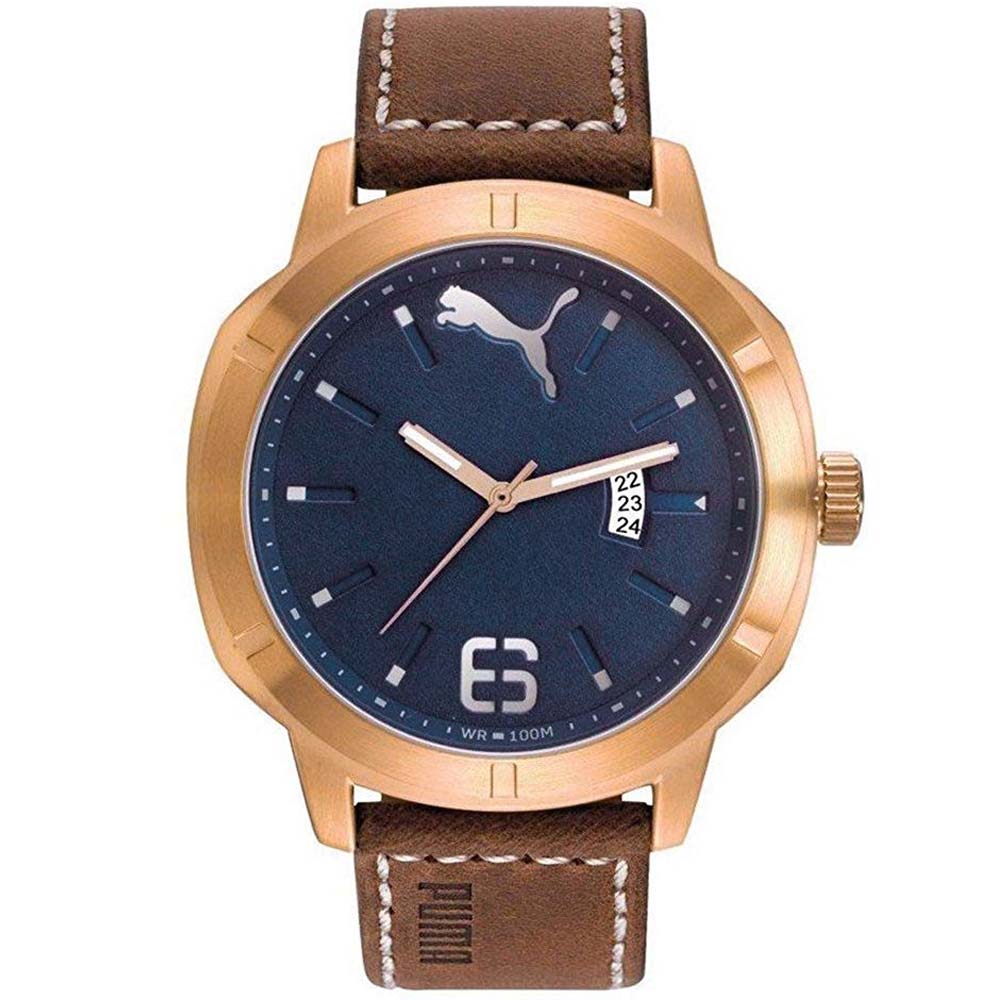 Reloj Puma Nevermind PU104261001 Fecha Correa de Cuero Dial Azul