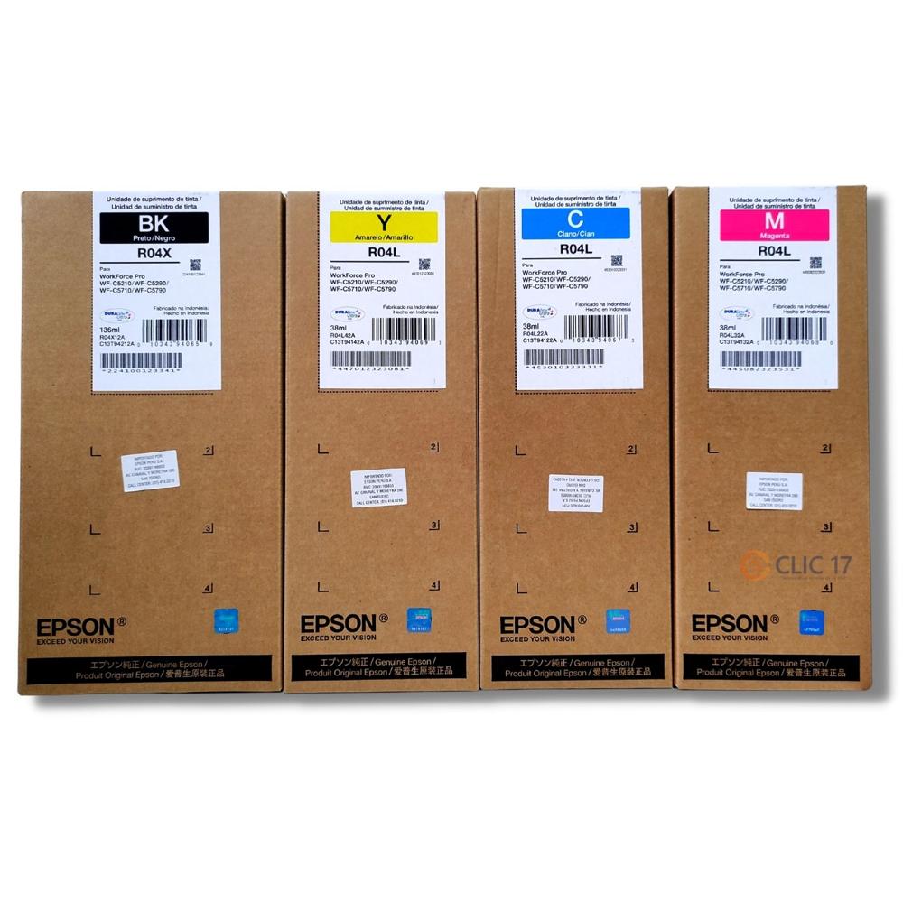 Pack Tinta Epson R04L, R04X Cyan, Magenta, Amarillo, Negro Original