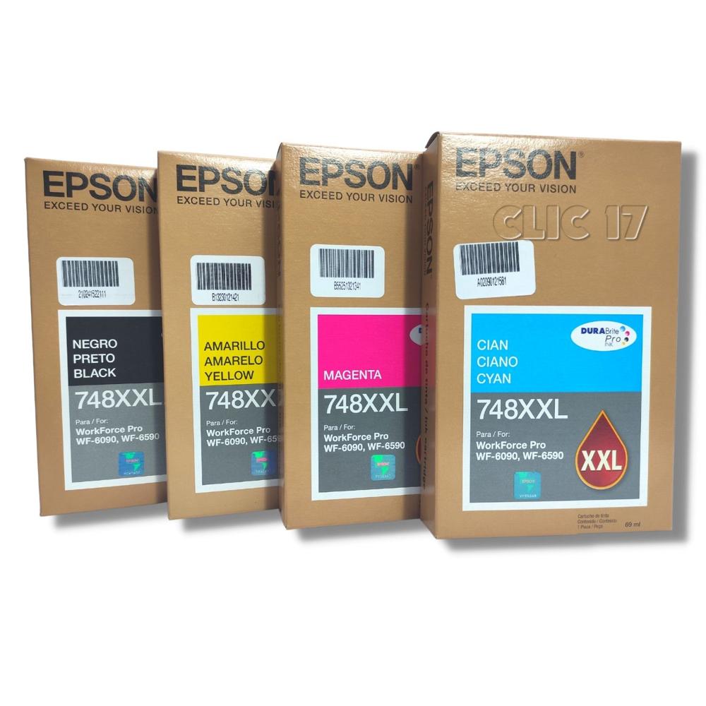 Pack Tinta Epson T748XXL CIAN MAGENTA AMARILLO Negro Original